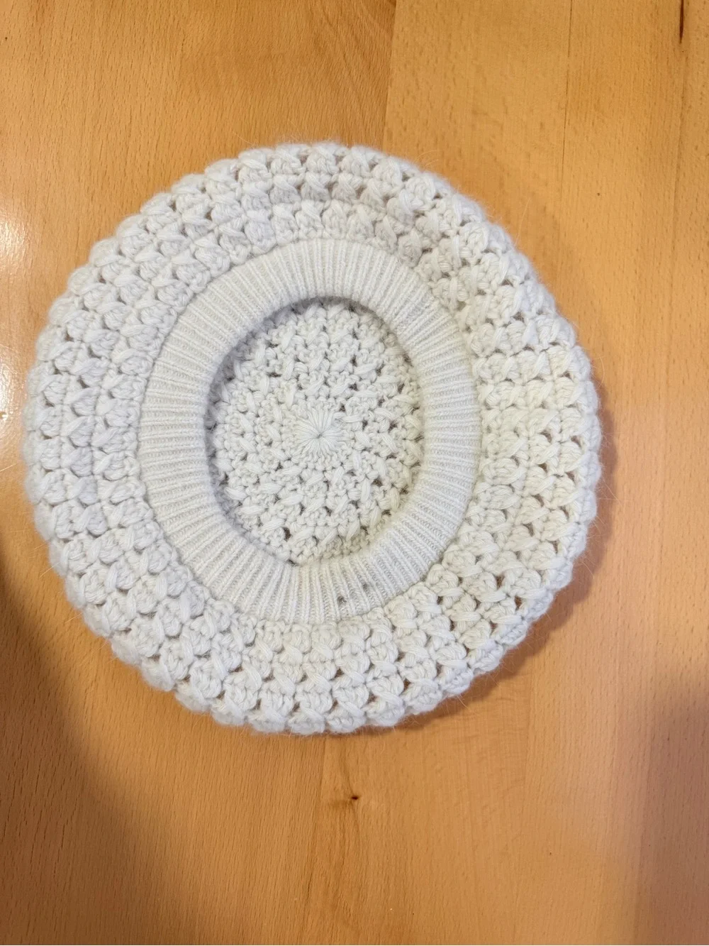 Accessorize wool angora rabbit hair blend Cream Crochet Knit Beret OS
